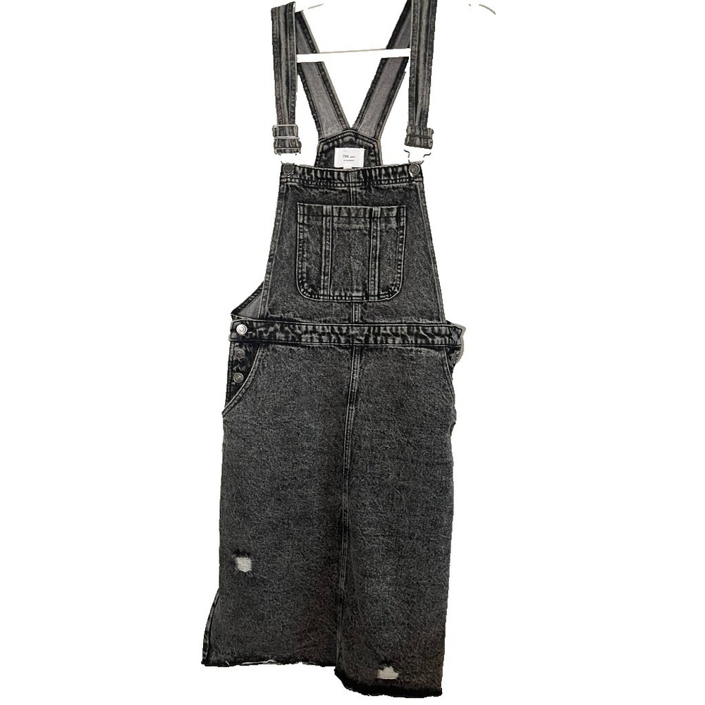 Wide Leg Neutral Denim Overalls Black M Grunge Skater Emo Western Classic 90s